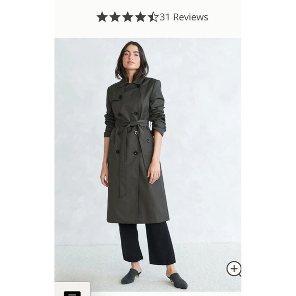 NEW Jenni Kayne Trench Raincoat Size XS Color Carbon Dark Loden Green $595